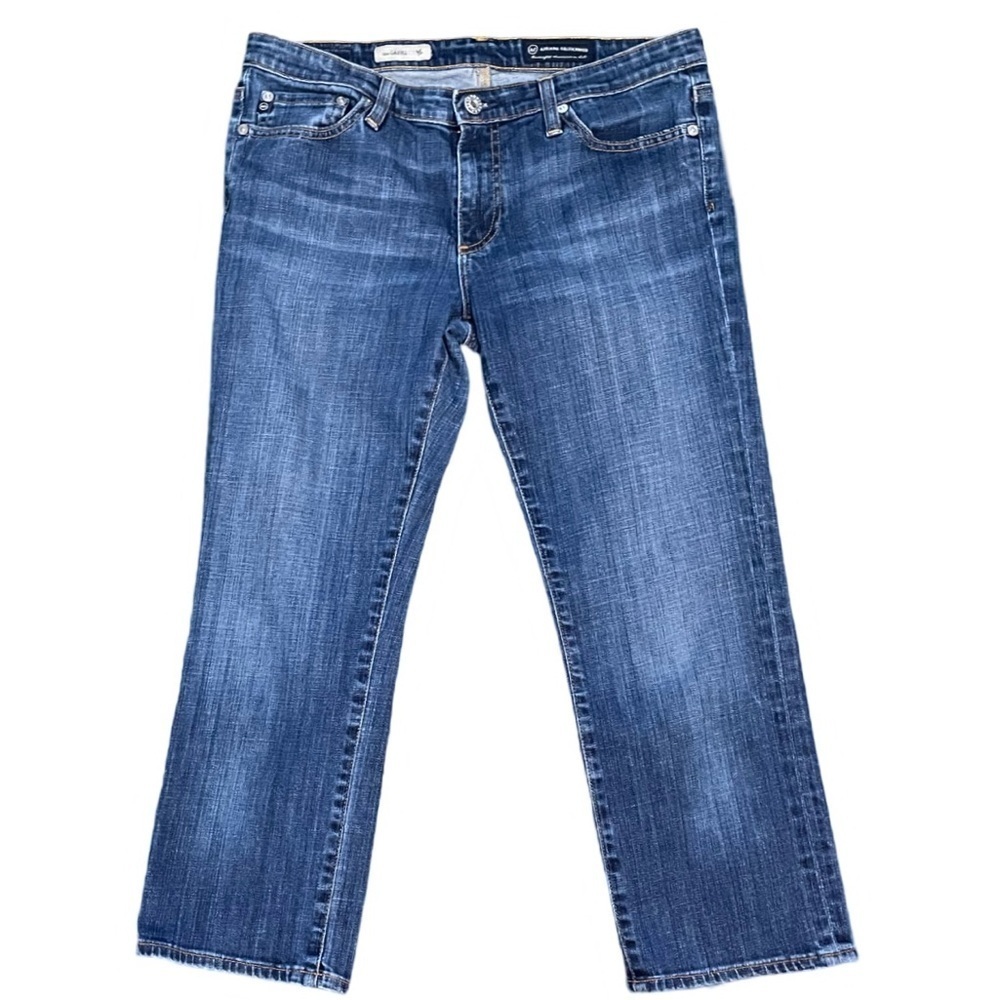 AG Adriano Goldschmied The Capri Blue Denim Cropped Jeans Non Distressed Size 30